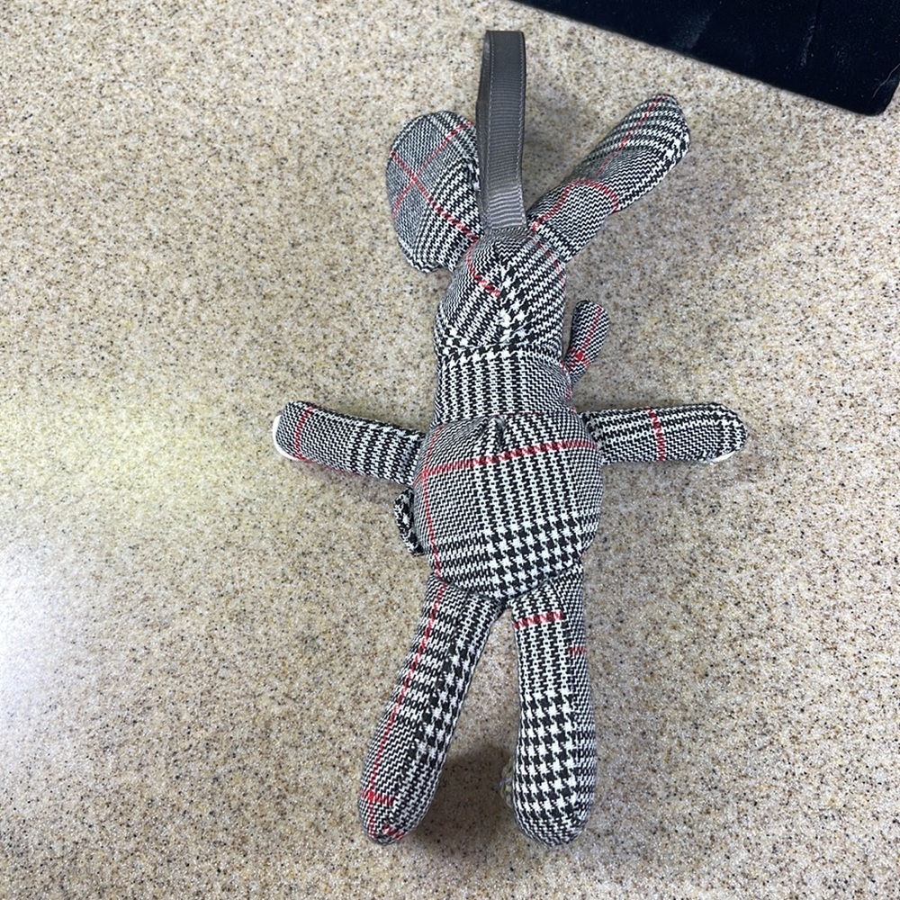 HOUNDSTOOTH BUNNY!  BLACK/WHITE/STRIPE OF RED & RHINESTONES - Picture 8 of 10